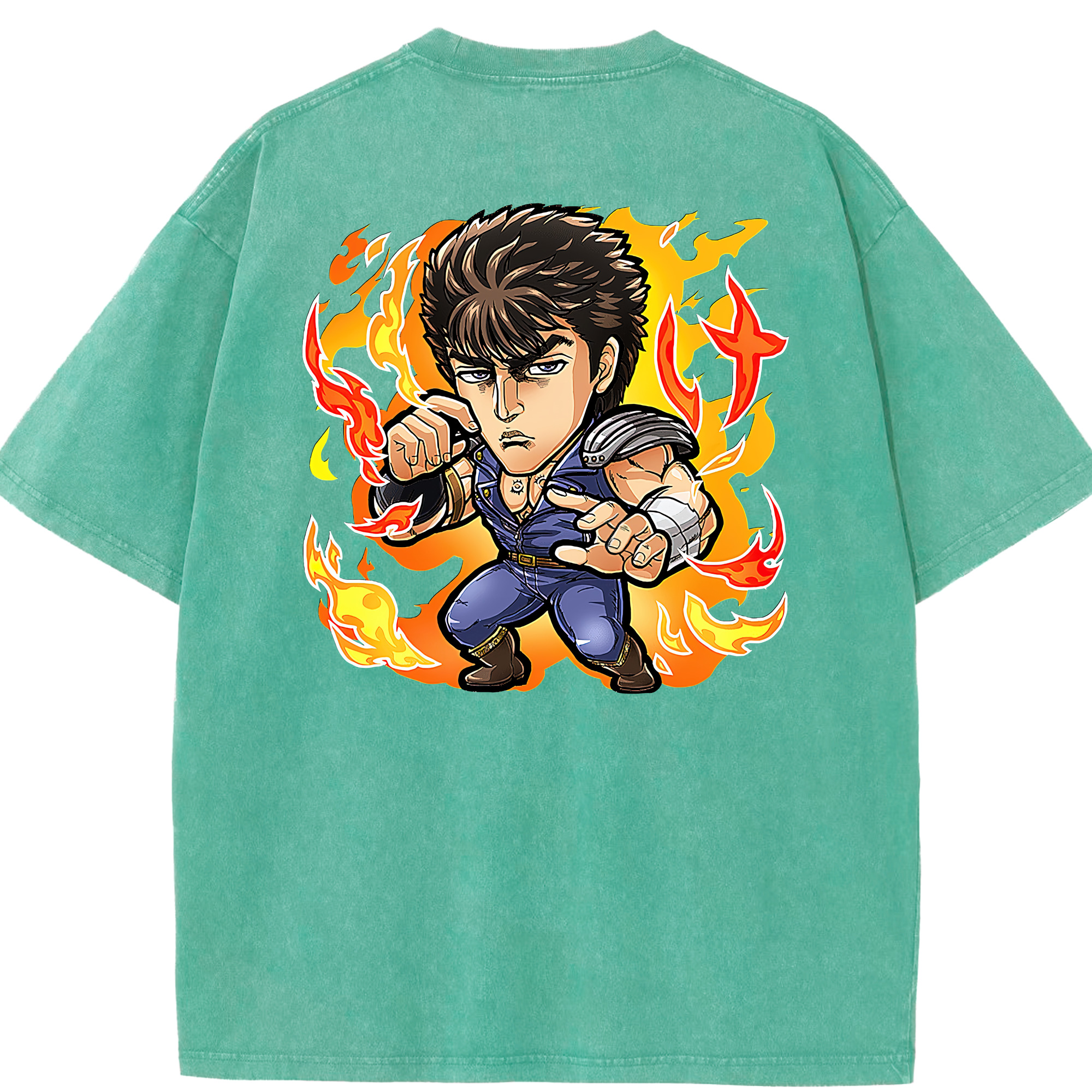 （画像用） 北斗の拳 Fist of the North Star 綿100% ヴィンテージ風 半袖Tシャツ（背面プリント）